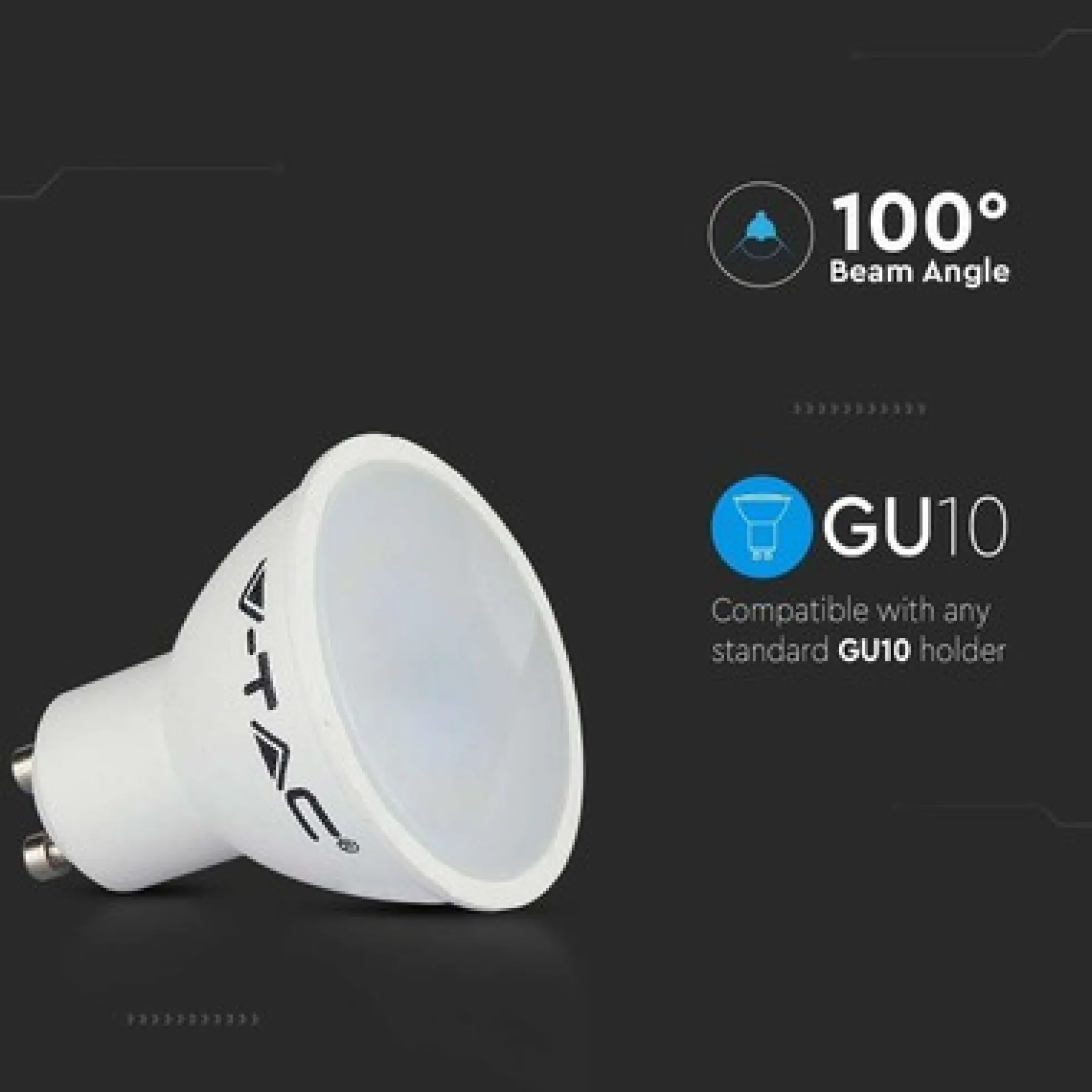 V-TAC 4,5W GU10 LED-pære, 400lm, RA80