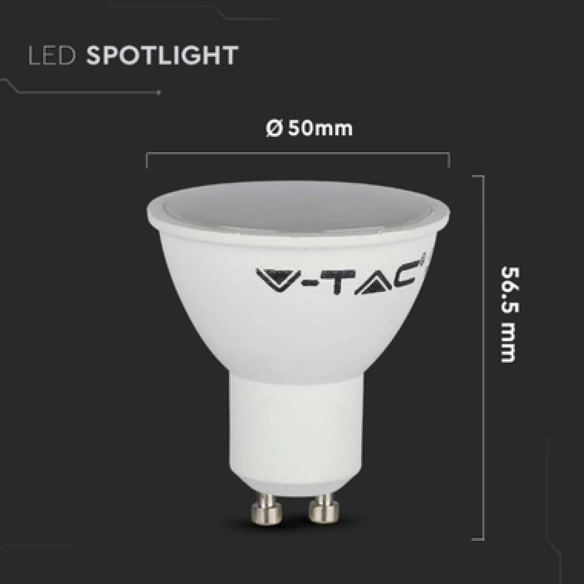 V-TAC 4,5W GU10 LED-pære, 400lm, RA80