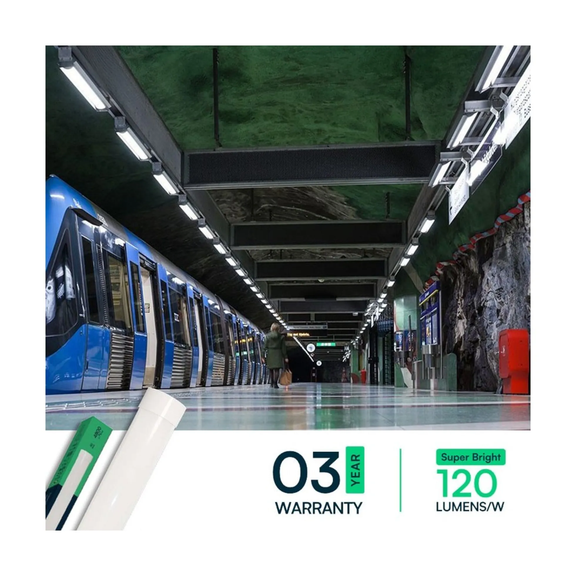 V-Tac 40W LED armatur, 120 cm, 230V, 3000K