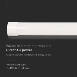 V-Tac 40W LED armatur, 120 cm, 230V, 3000K