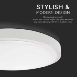 V-Tac 24W LED loftslampe, Ø29,5cm, Højde: 5,5cm, hvid kant, neutral kulør