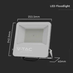 V-Tac 100W LED projektør, 185lm/W, arbejdslampe, udendørs, sort, kold hvid