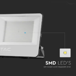 V-Tac 200W LED projektør, 185lm/W, 37000 lumen, 6500K, IP65, sort