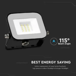 V-Tac 10W LED projektør - Samsung LED chip, arbejdslampe, udendørs, 735 lm, IP65