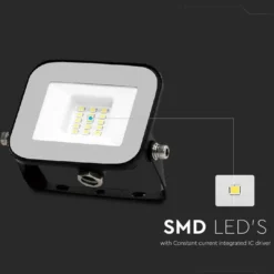 V-Tac 10W LED projektør - Samsung LED chip, arbejdslampe, udendørs, 735 lm, IP65