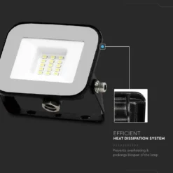 V-Tac 10W LED projektør - Samsung LED chip, arbejdslampe, udendørs, 735 lm, IP65