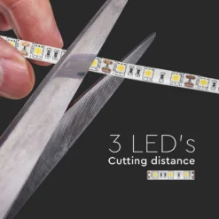V-Tac 10,8W/m RGB stænktæt LED strip, 5 meter, 60 LED pr. meter, 12V DC, IP65