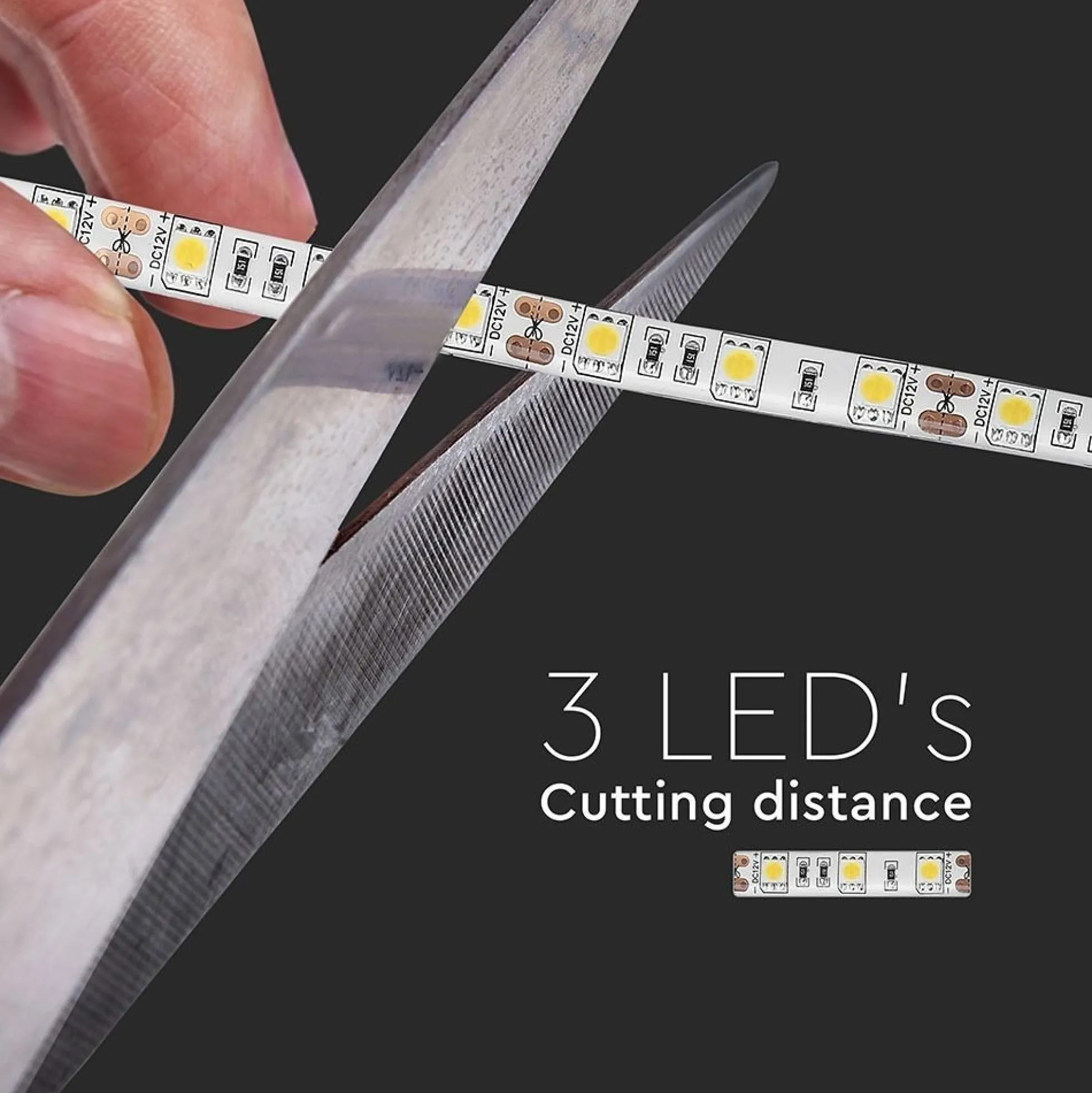 V-Tac 10,8W/m RGB stænktæt LED strip, 5 meter, 60 LED pr. meter, 12V DC, IP65