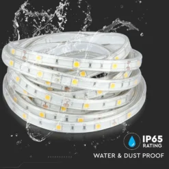 V-Tac 4,8W/m RGB vandtæt LED strip, 5 meter, 30 LED pr. meter, 400lm/m, 12V, IP65