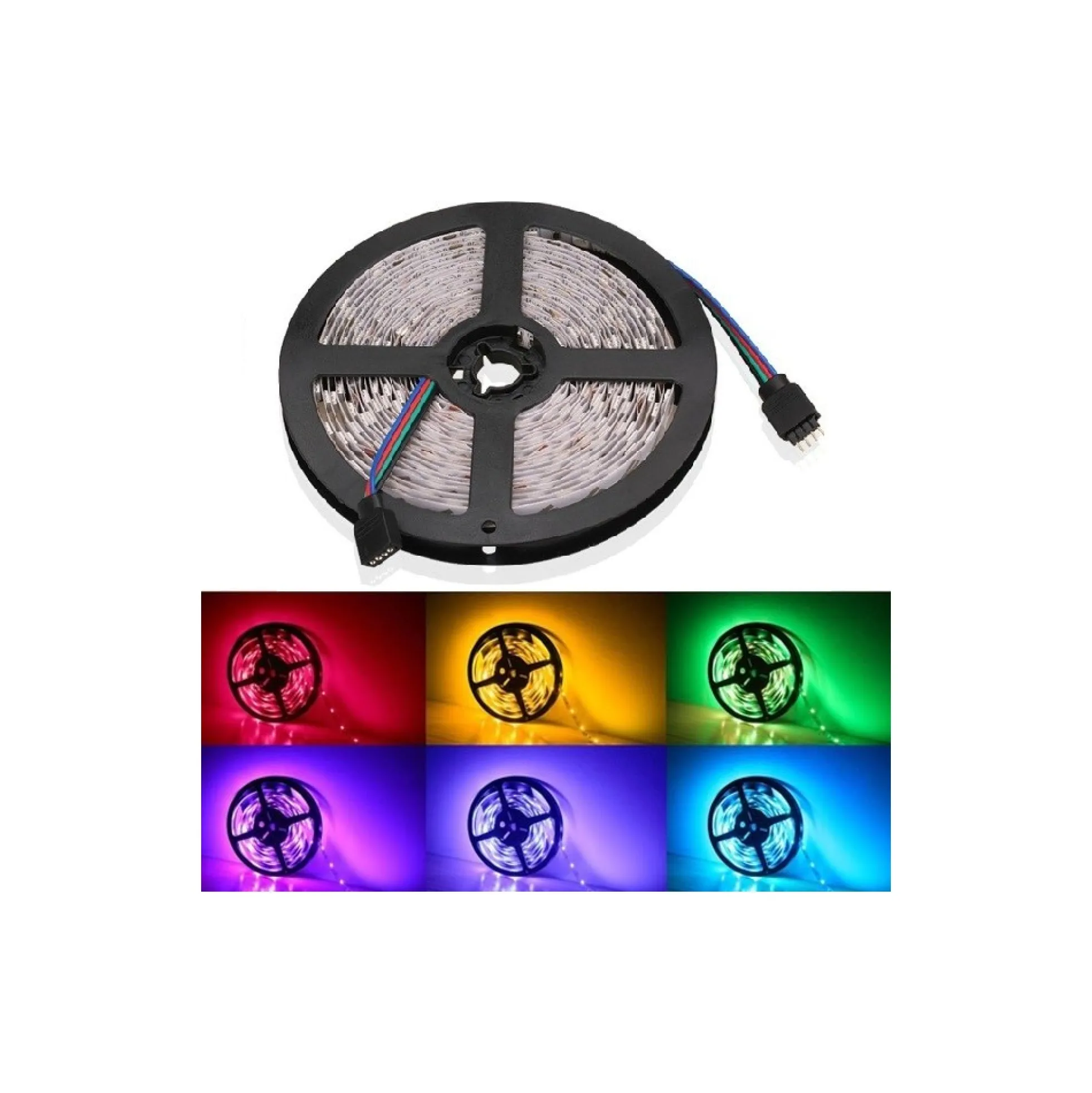 V-Tac 4,8W/m RGB vandtæt LED strip, 5 meter, 30 LED pr. meter, 400lm/m, 12V, IP65