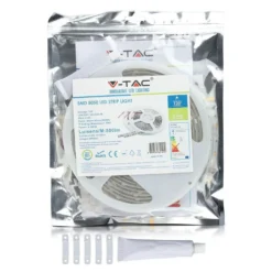 V-Tac 4,8W/m RGB vandtæt LED strip, 5 meter, 30 LED pr. meter, 400lm/m, 12V, IP65