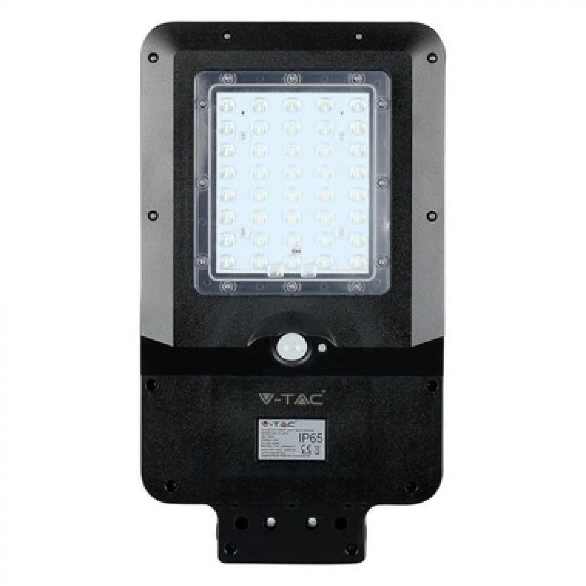 V-Tac 15W Solcelle gadelampe LED - Sort, inkl. solcelle, sensor, IP65