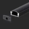 VT-8113 aluprofil, 2 meter, inkl. sort cover og endestykker
