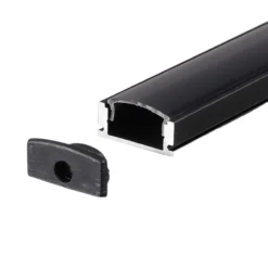 VT-8113 aluprofil, 2 meter, inkl. sort cover og endestykker