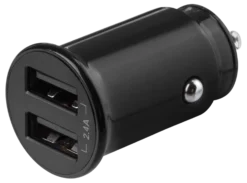 12/24 V USB-biloplader, kompakt størrelse, dobbelt USB-A porte