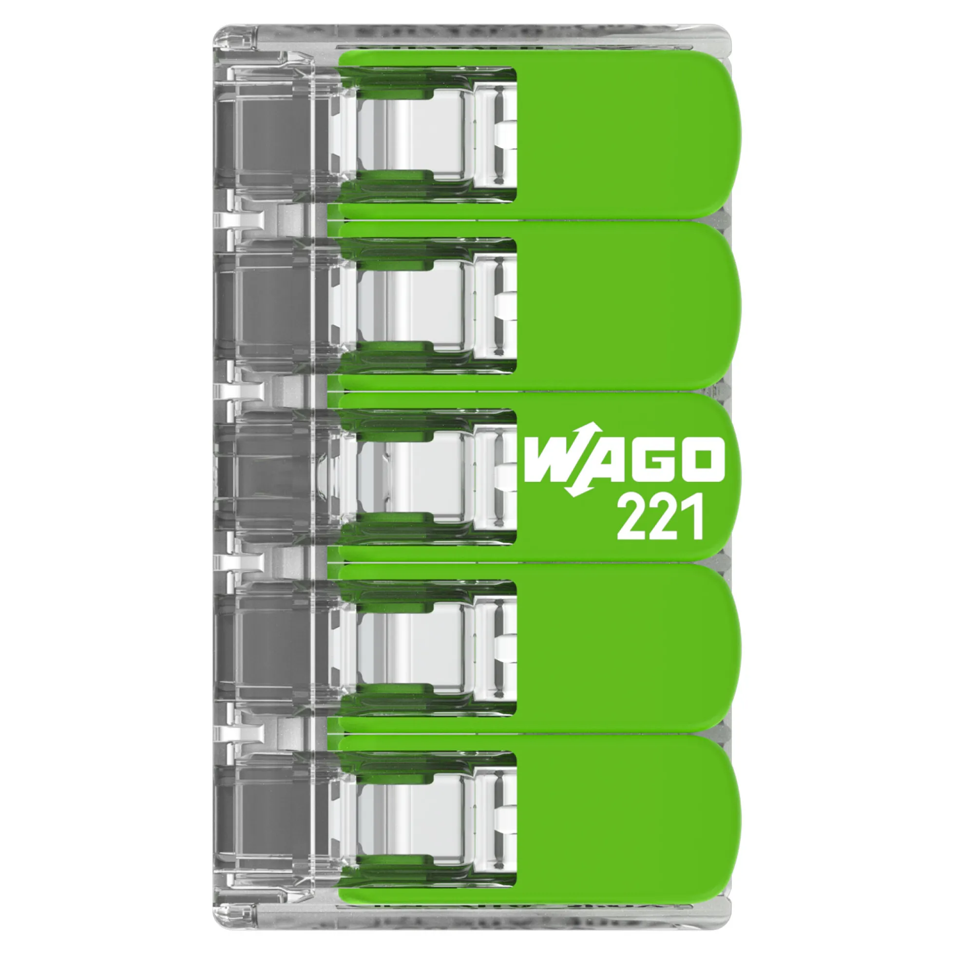 WAGO Green Samlemuffe 5x0,2-4 mm² transparent med grøn pal, serie 221