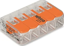 WAGO 221 samlemuffe med 5 huller huller for 0,2 til 4 mm² ledning, transparent - 8 stk gør-det-selv pakke