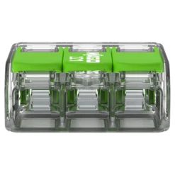 WAGO Samlemuffe, 3x0,2-4 mm², serie 221, transparent, med grøn pal