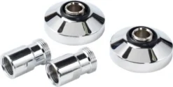 WALLFIX ventil (lige) m. kompressionskobling, vægroset og afspæring, 12-15 mm x 3/4"
