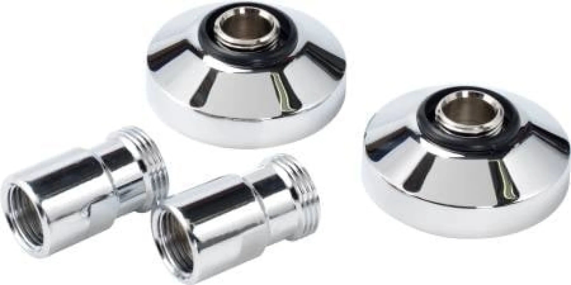 WALLFIX ventil (lige) m. kompressionskobling, vægroset og afspæring, 12-15 mm x 3/4"