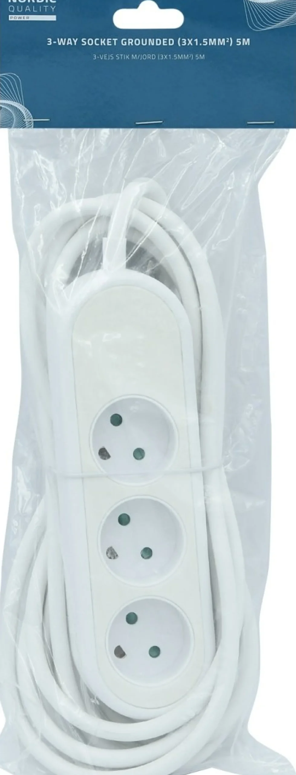 3-way socket grounded (D), 5m