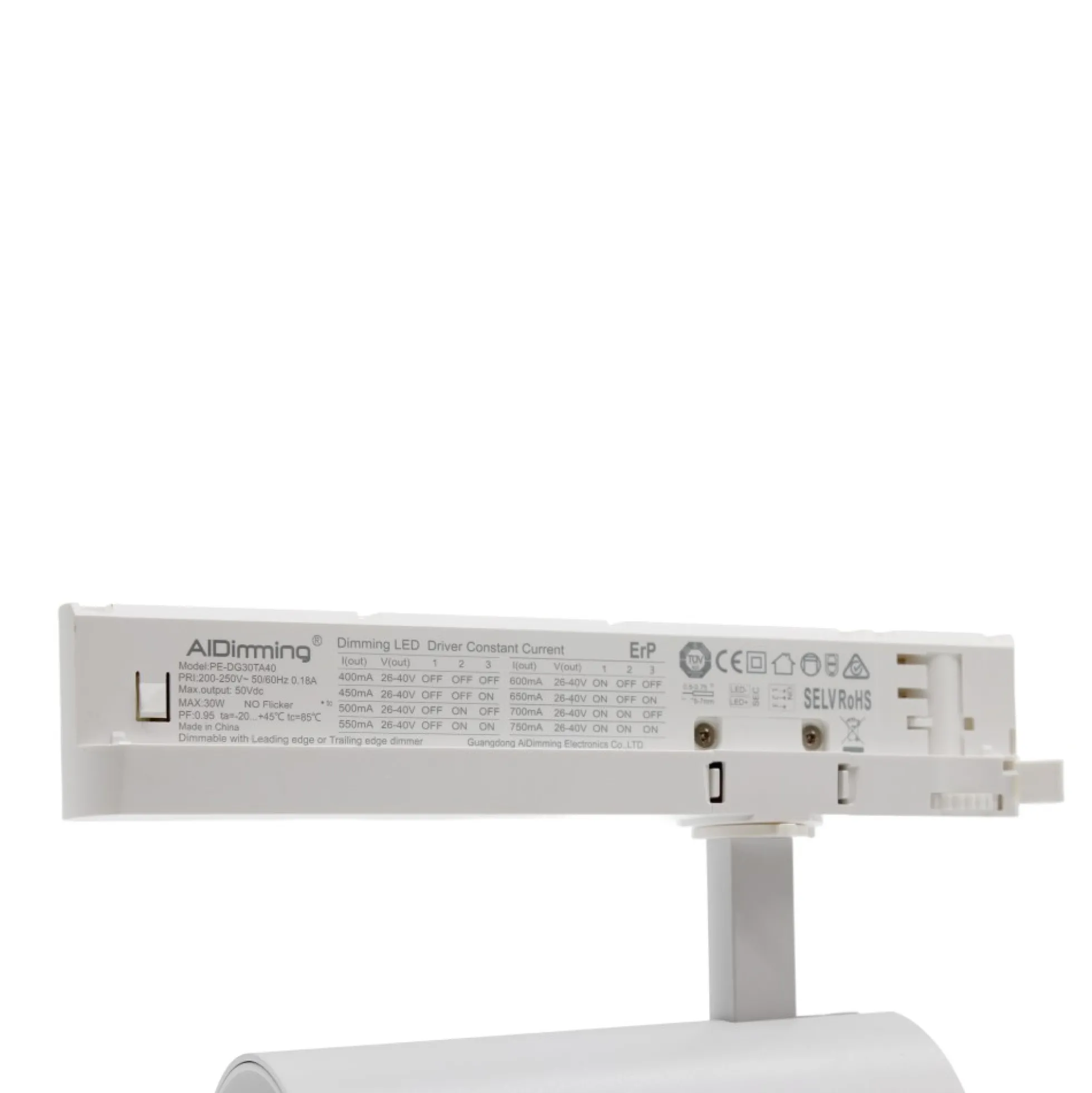 29W dæmpbar skinnespot fra LEDlife, hvid, 140 lm/W, RA 90, 38 grader, til 3-fasede systemer