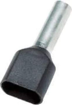 Weidmüller – Isoleret dobbelt terminalrør, 2x6,0 mm² x 12,0 mm, sort (farvekode Weidmüller) - 100 stk