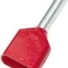 Weidmüller – Isoleret dobbelt terminalrør, 2x1,5 mm² x 8,0 mm, rød (farvekode Weidmüller) - 100 stk