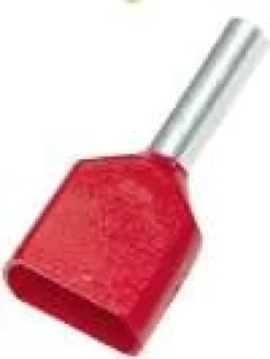 Weidmüller – Isoleret dobbelt terminalrør, 2x1,5 mm² x 8,0 mm, rød (farvekode Weidmüller) - 100 stk
