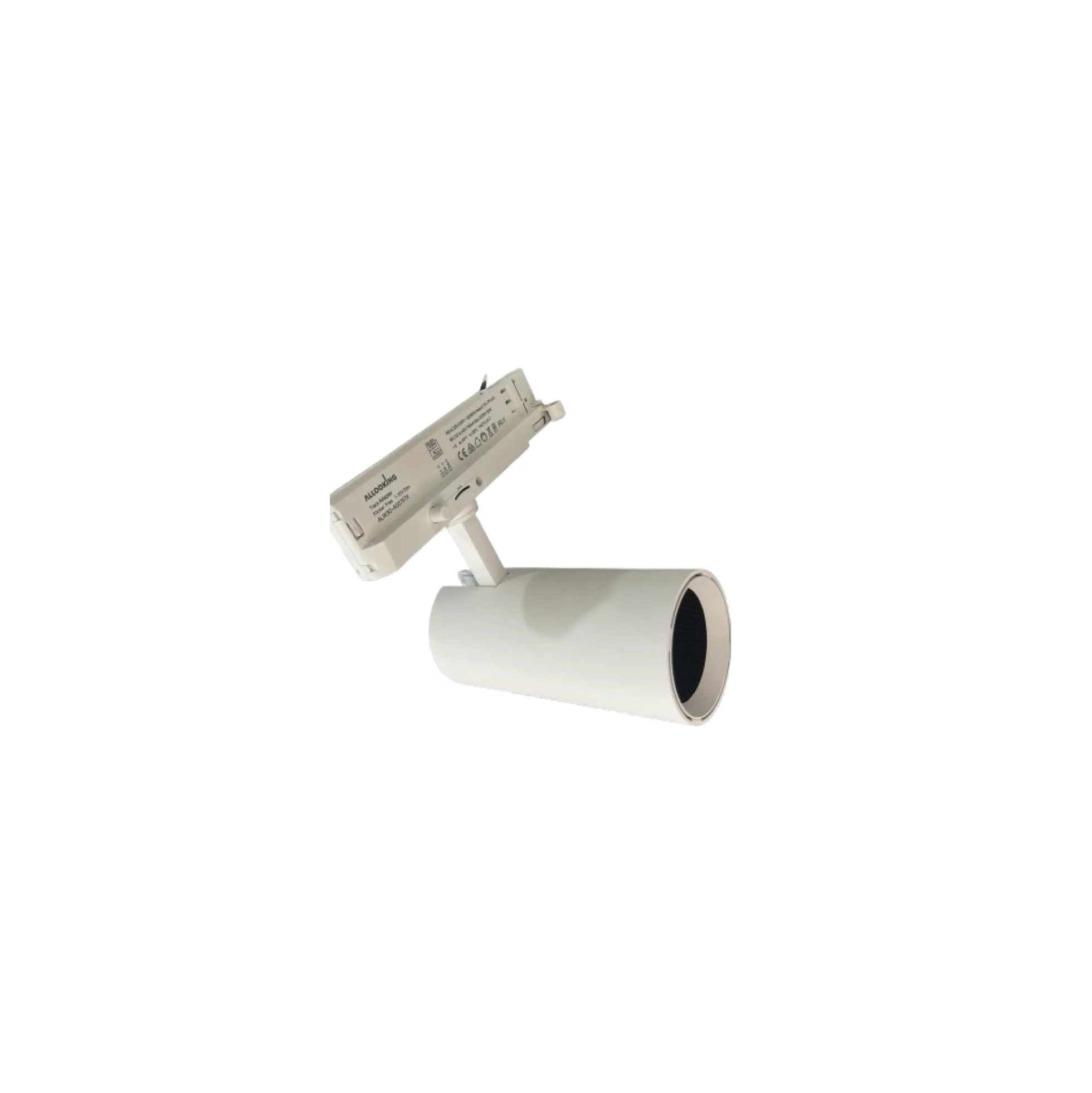 30W 3-faset dæmpbar RA90 skinnespot, 3000K, 38° spredning, hvid (mat) - Justerbar lysstyrke, inkl. bikubegitter