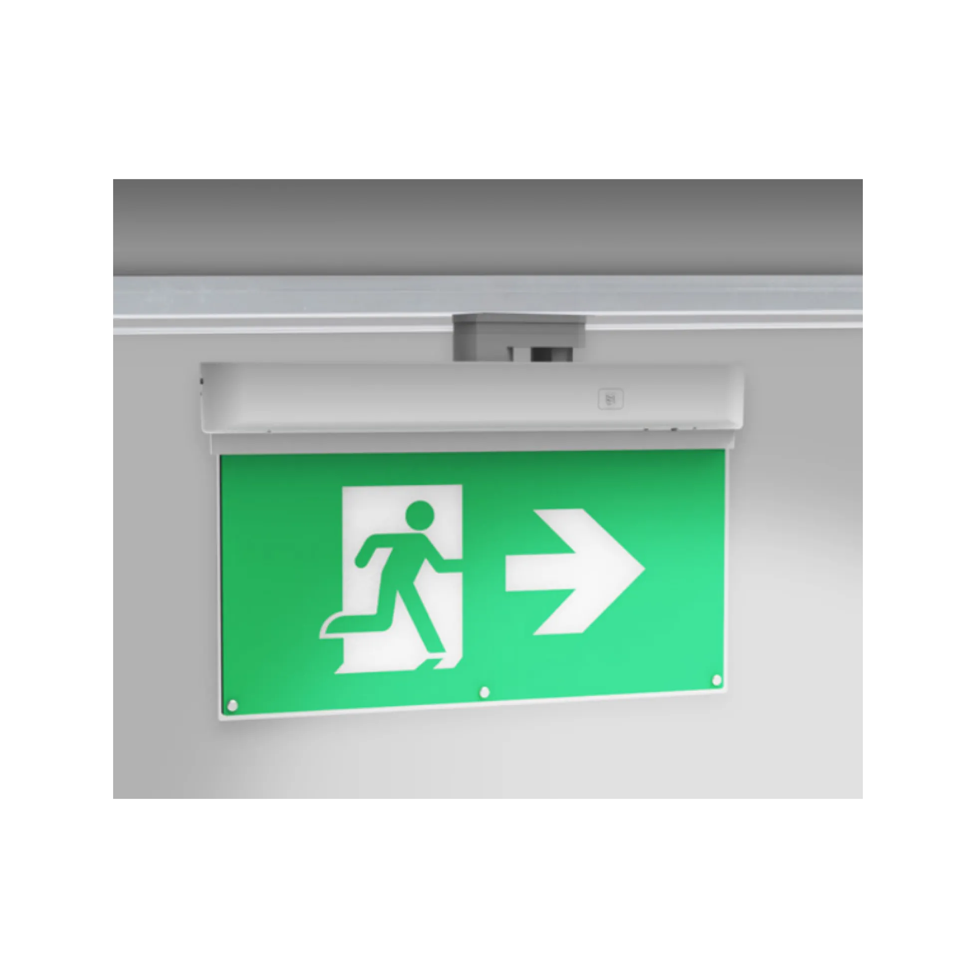 3W 3-faset LED EXIT skilt til skinne, 2 timers batteri, Inkl. piktogrammer