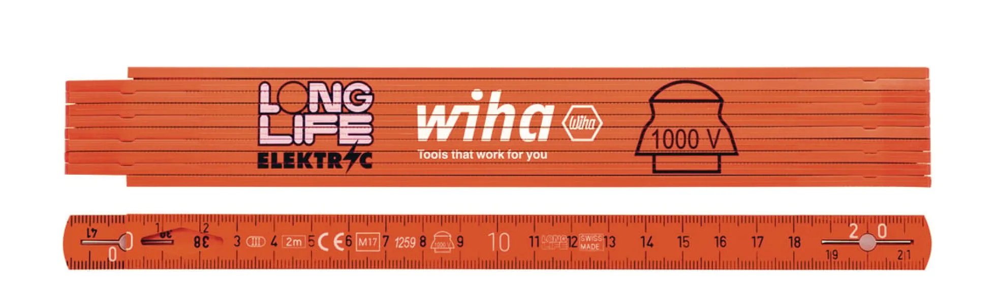 Wiha elektrikertommestok Longlife® 2 m, forberedt til kabeltræk