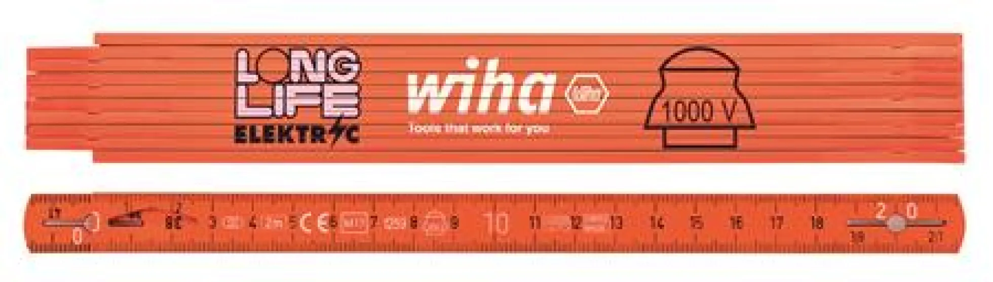 Wiha elektrikertommestok Longlife® 2 m, forberedt til kabeltræk
