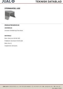 Win sternkapsel lige, 25x35x25x1000 mm, svækket for samling.