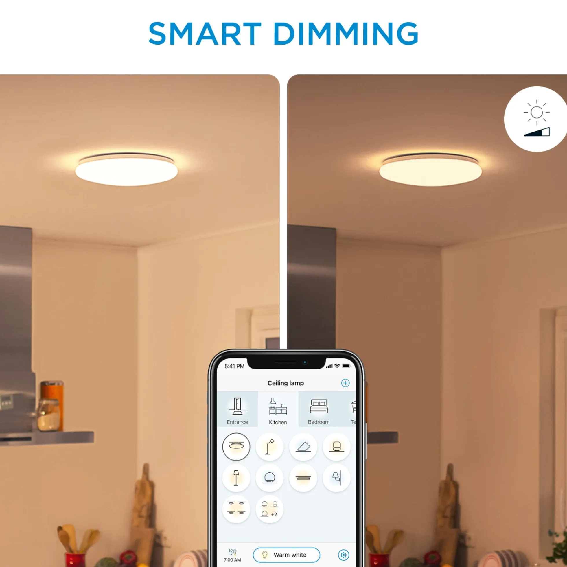 WiZ Adria plafond, Ø32 cm, 1600lm, 2700K (dæmpbar), 17W, WiFi/Matter