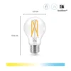 WiZ E27 LED-pære, A60 klar, 810lm, Tunable White, 7W, WiFi/Matter