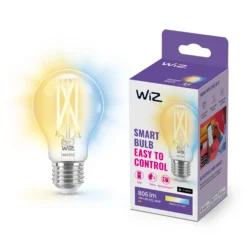 WiZ E27 LED-pære, A60 klar, 810lm, Tunable White, 7W, WiFi/Matter