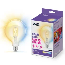 WiZ E27 LED-pære, Globe klar G125, 650lm, Tunable White, 7W, WiFi/Matter