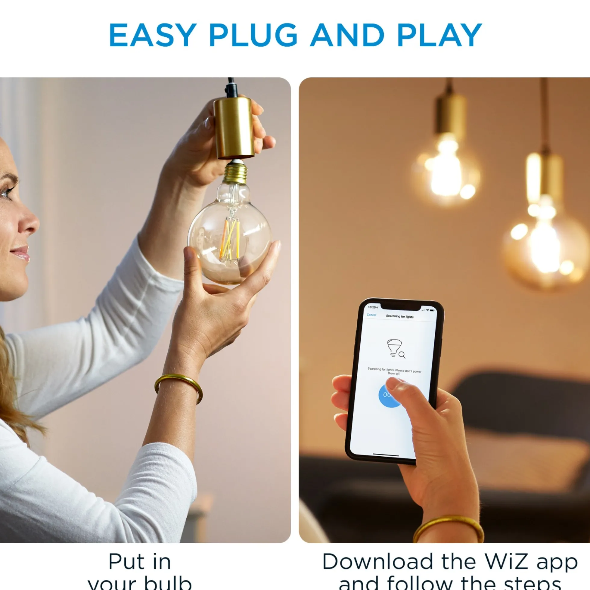 WiZ E27 LED-pære, Globe klar G95, 650lm, Tunable White, 7W, WiFi/Matter