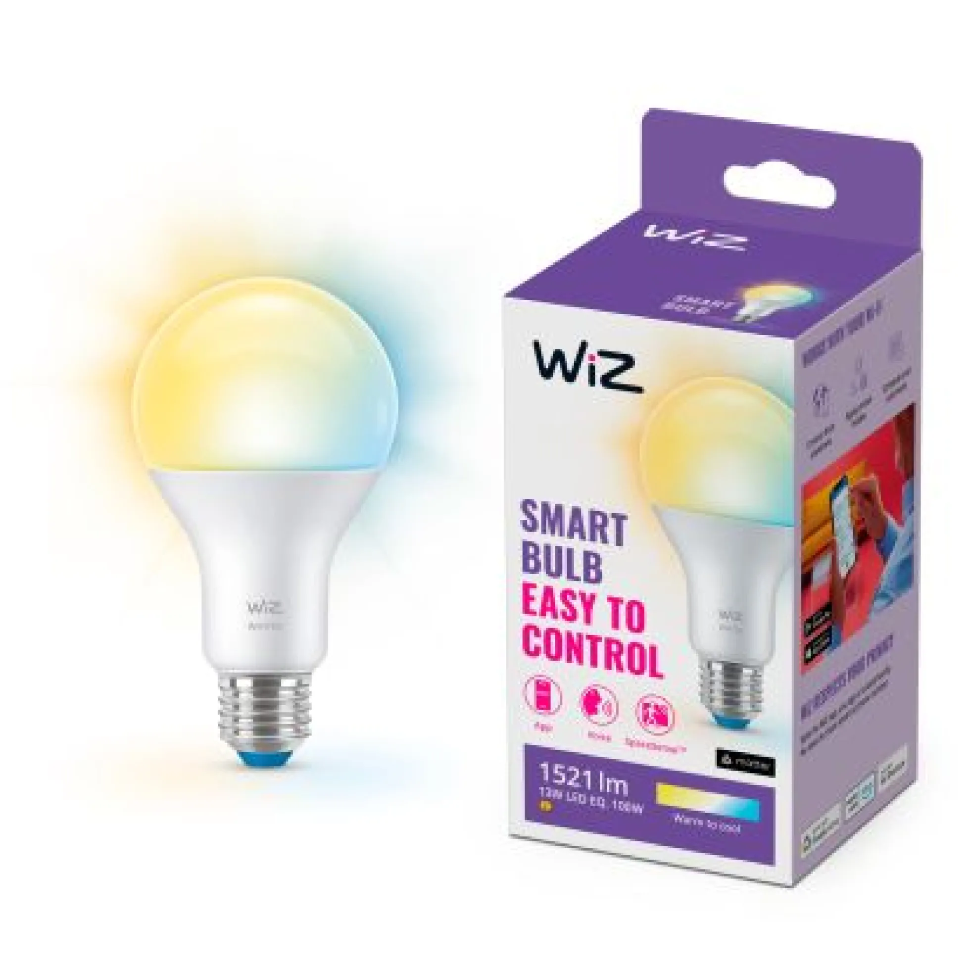 WiZ E27 LED-pære, 1521lm, Tunable White, 12.5 W, WiFi/Matter