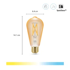 WiZ E27 LED-pære, ST64 amber, 810lm, Tunable White, 7W, WiFi/Matter