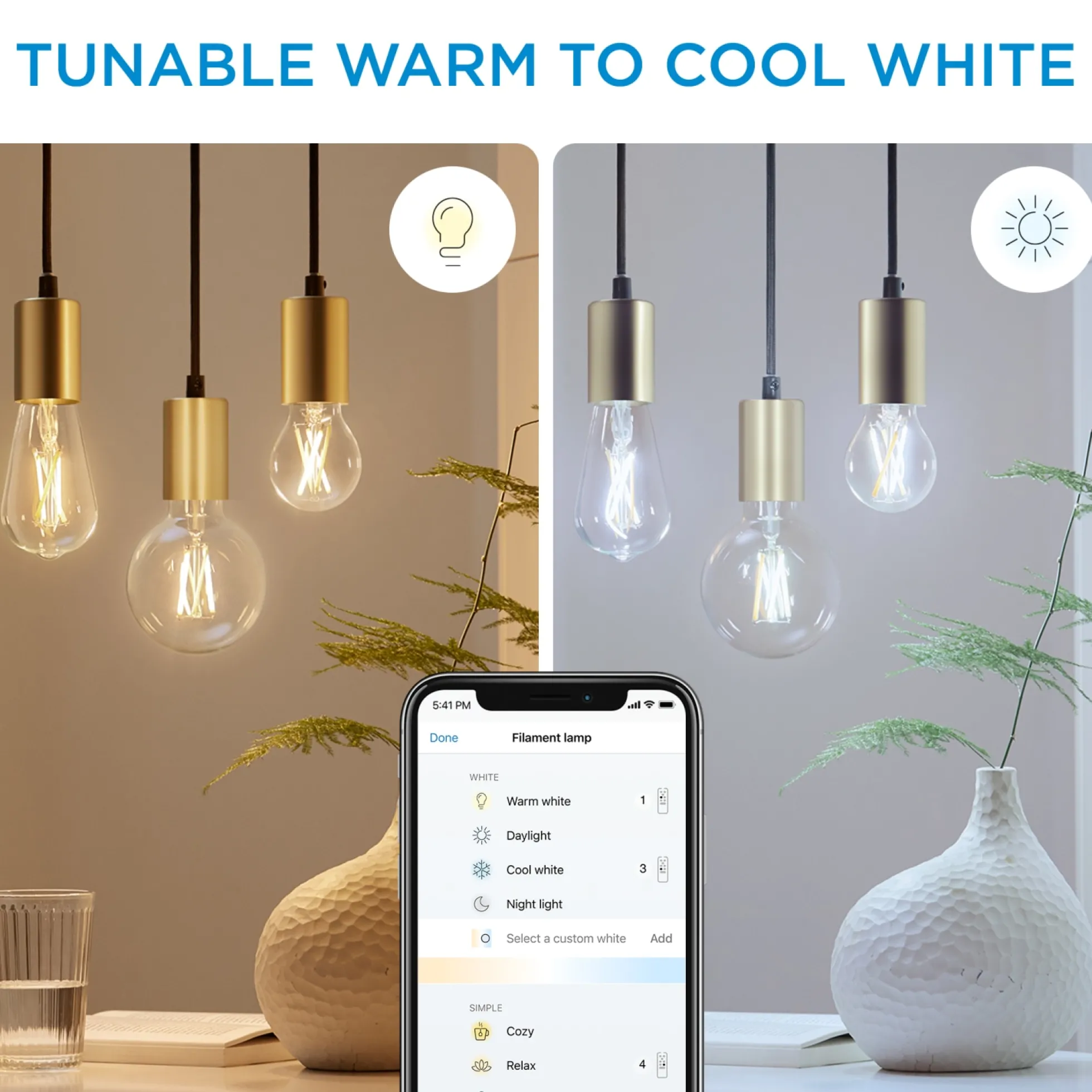 WiZ E27 LED-pære, ST64 klar, 806lm, Tunable White, 7W, WiFi/Matter