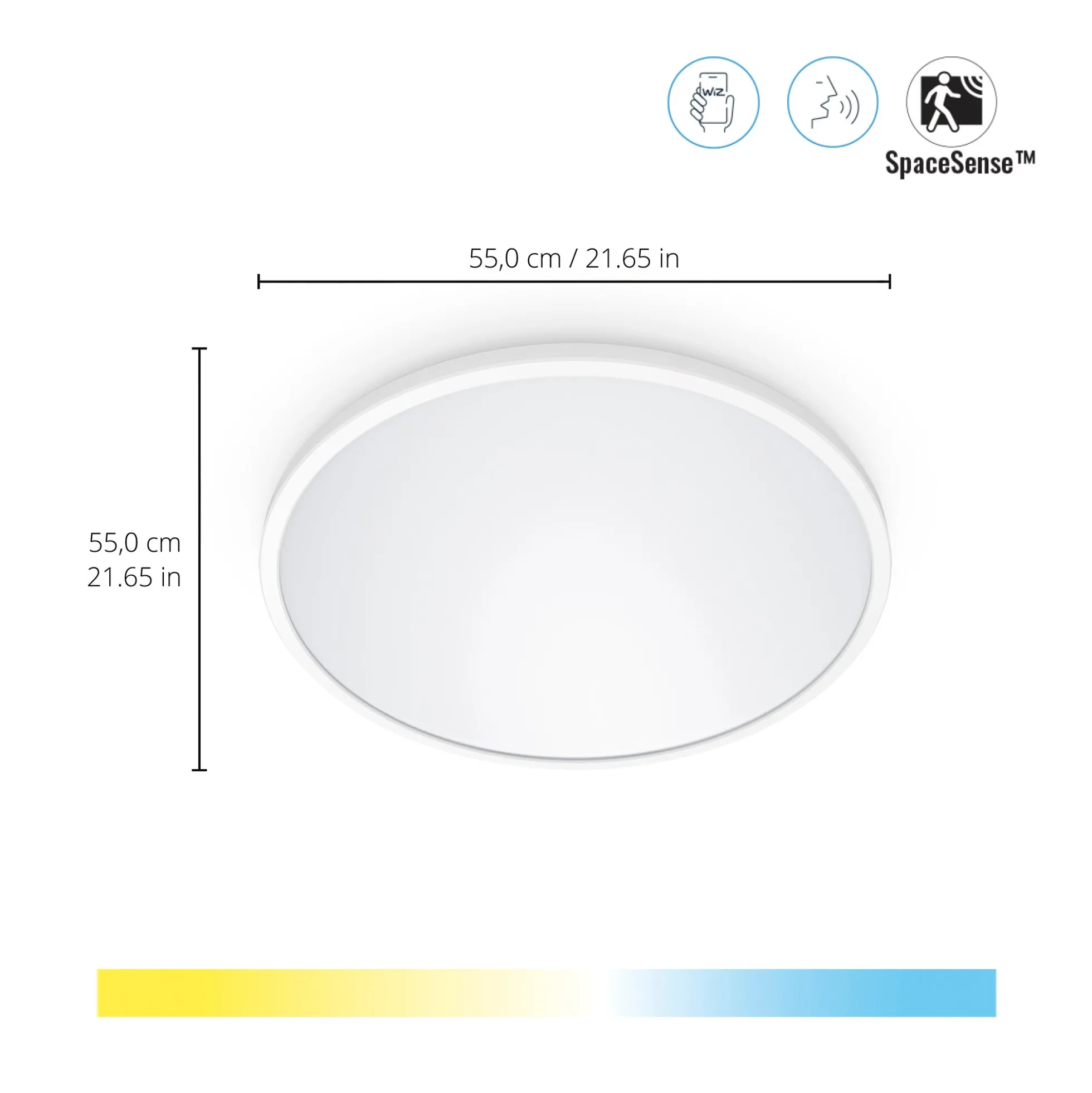WiZ SuperSlim plafond, Ø55 cm, Tunable White, hvid
