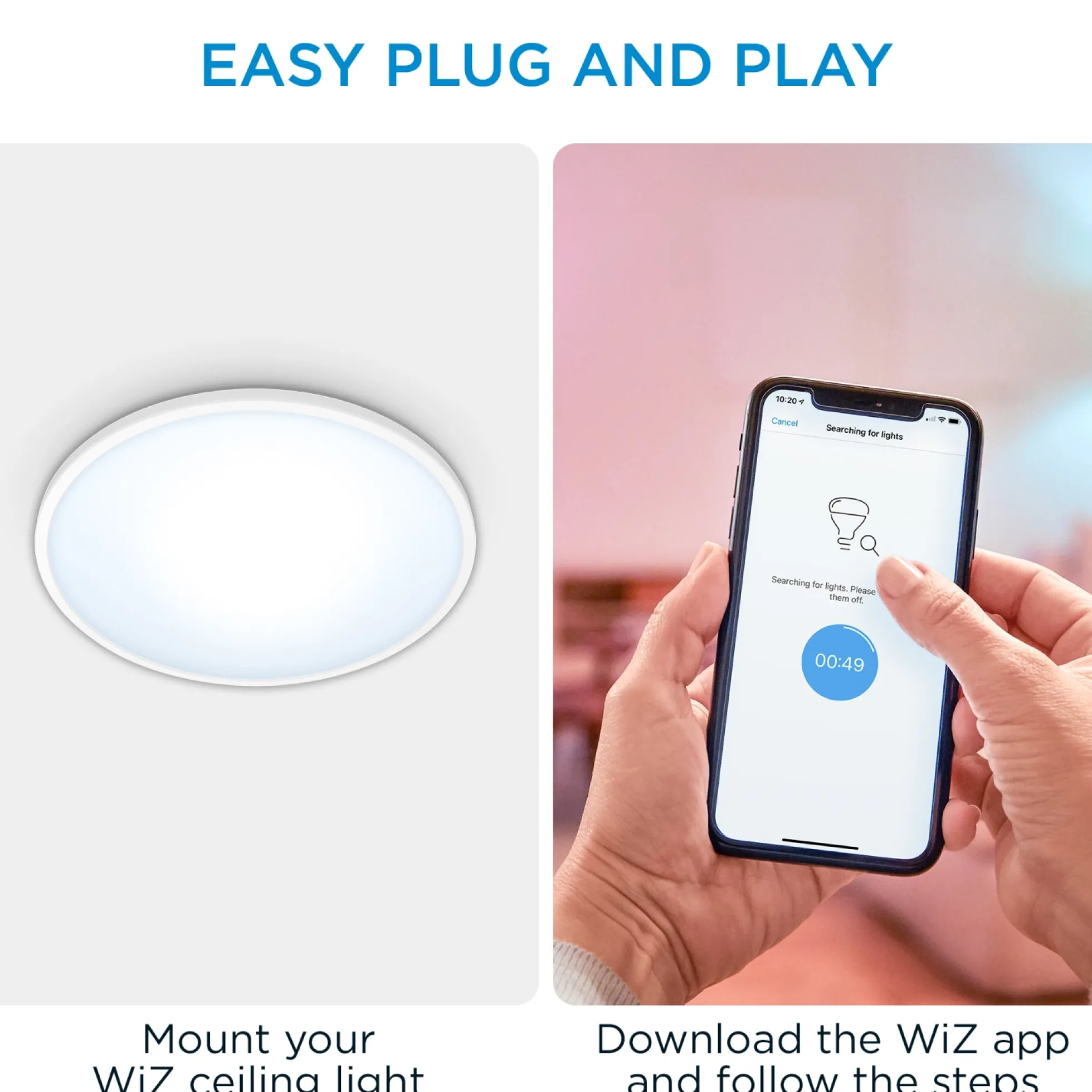 WiZ SuperSlim plafond, Ø55 cm, Tunable White, hvid