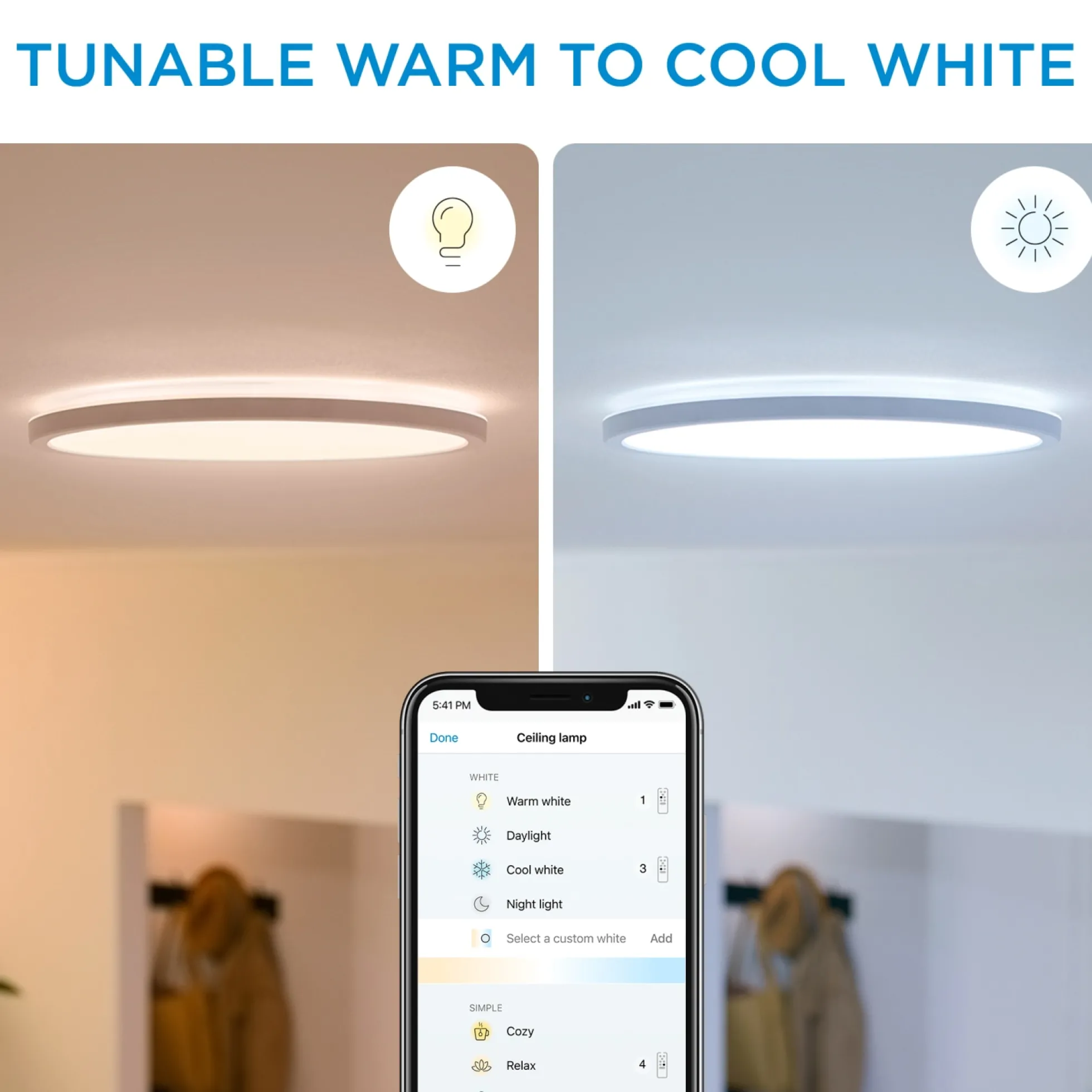 WiZ ultra tynd plafond, white ambiance, op til 2450 lm, hvid