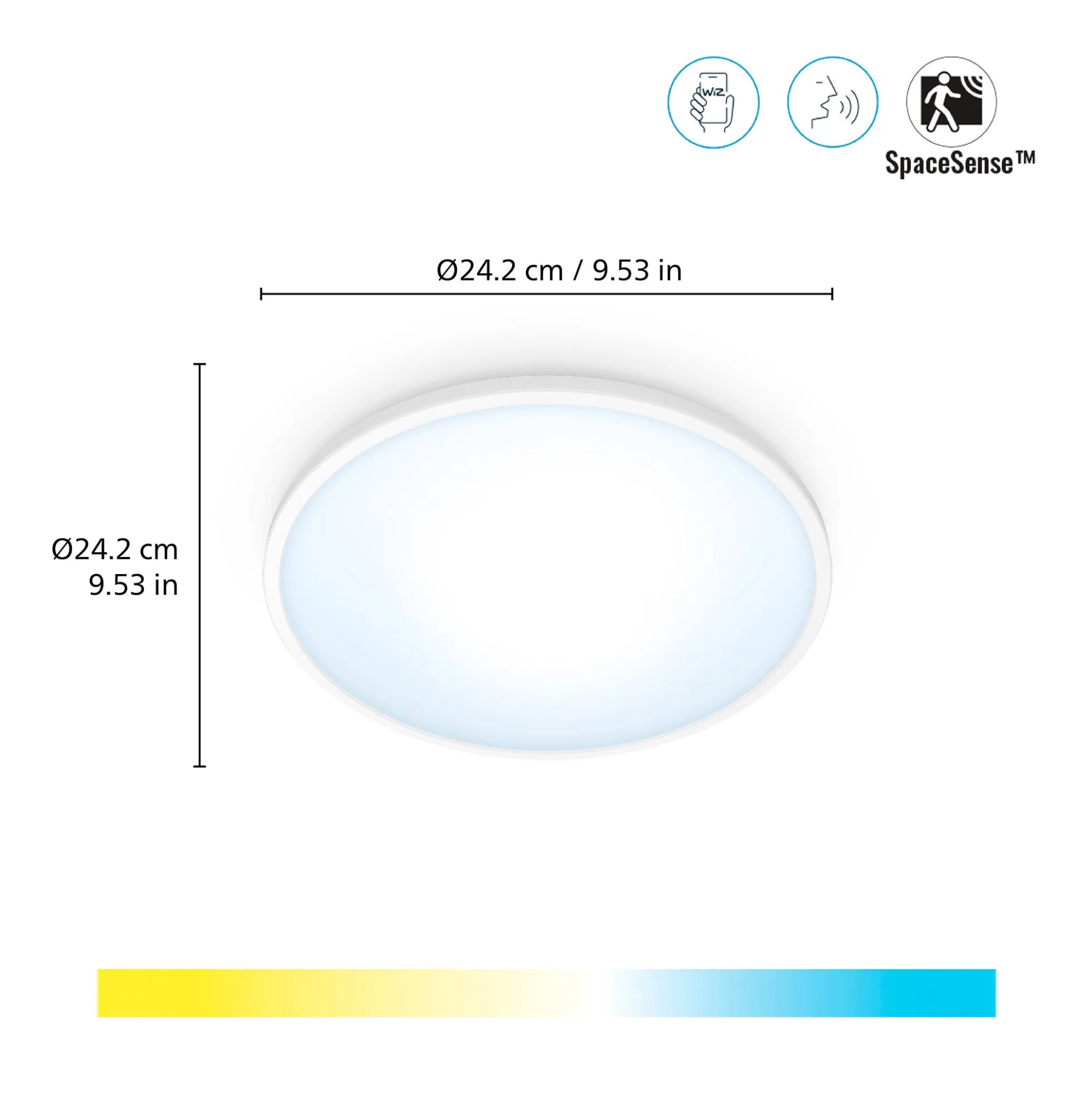 WiZ ultra tynd plafond, white ambiance, op til 2450 lm, hvid