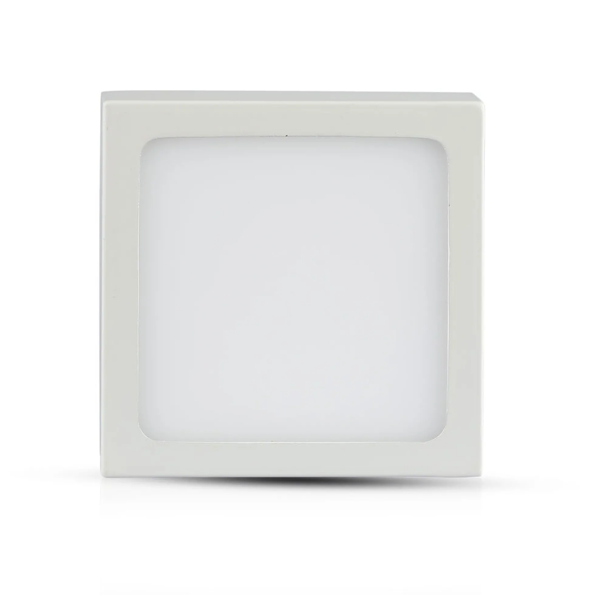 12W kvadratisk LED loftlampe, 900lm, 140x140mm, flicker free, hvid kant, kold hvid - V-TAC