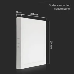 18W kvadratisk LED loftlampe, 21,4x21,4cm, 100lm/W, hvid kant, 6500K - Kulør: Kold