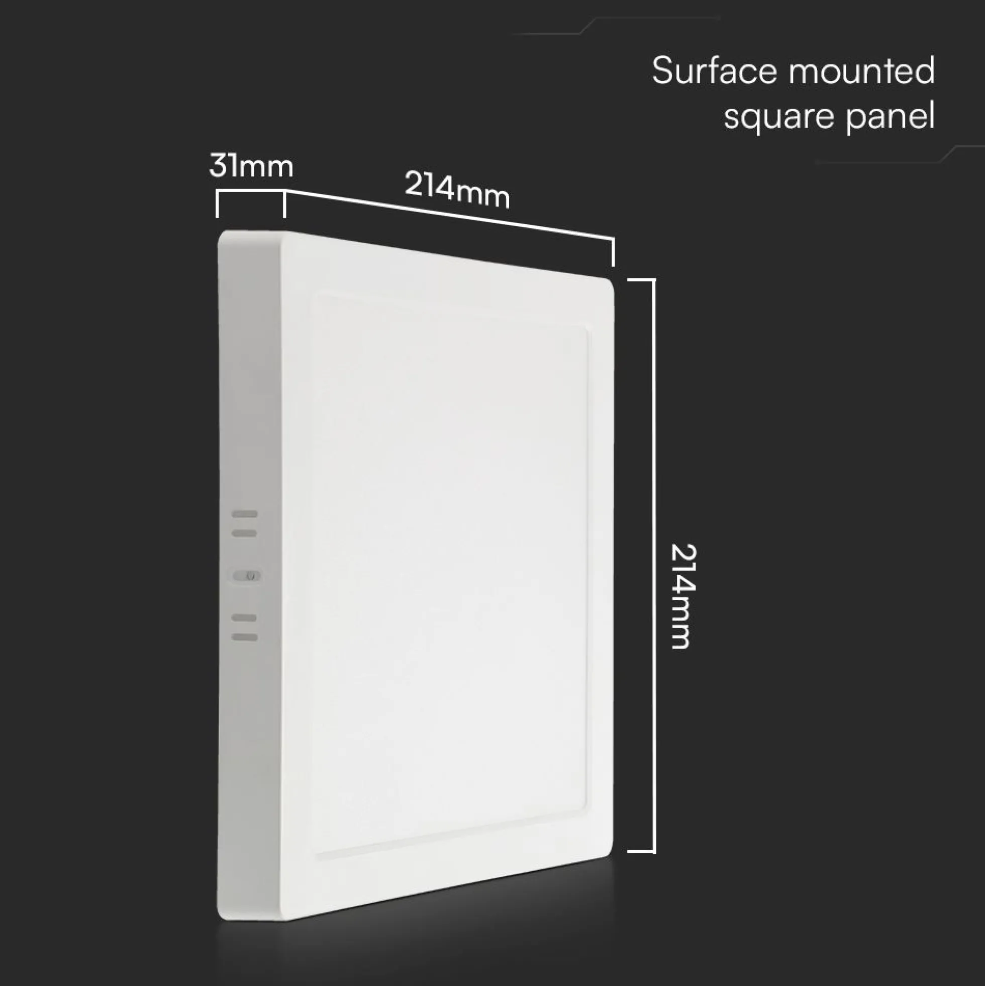 18W kvadratisk LED loftlampe, 21,4x21,4cm, 100lm/W, hvid kant, 6500K - Kulør: Kold