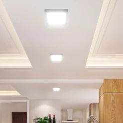 18W kvadratisk LED loftlampe, 21,4x21,4cm, 100lm/W, hvid kant, 6500K - Kulør: Kold